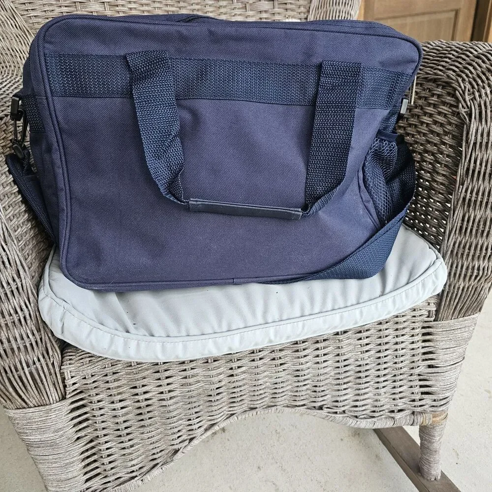 Trafalgar TT Vintage Blue Messenger Travel Carry On Bag Embroidered Soft Side